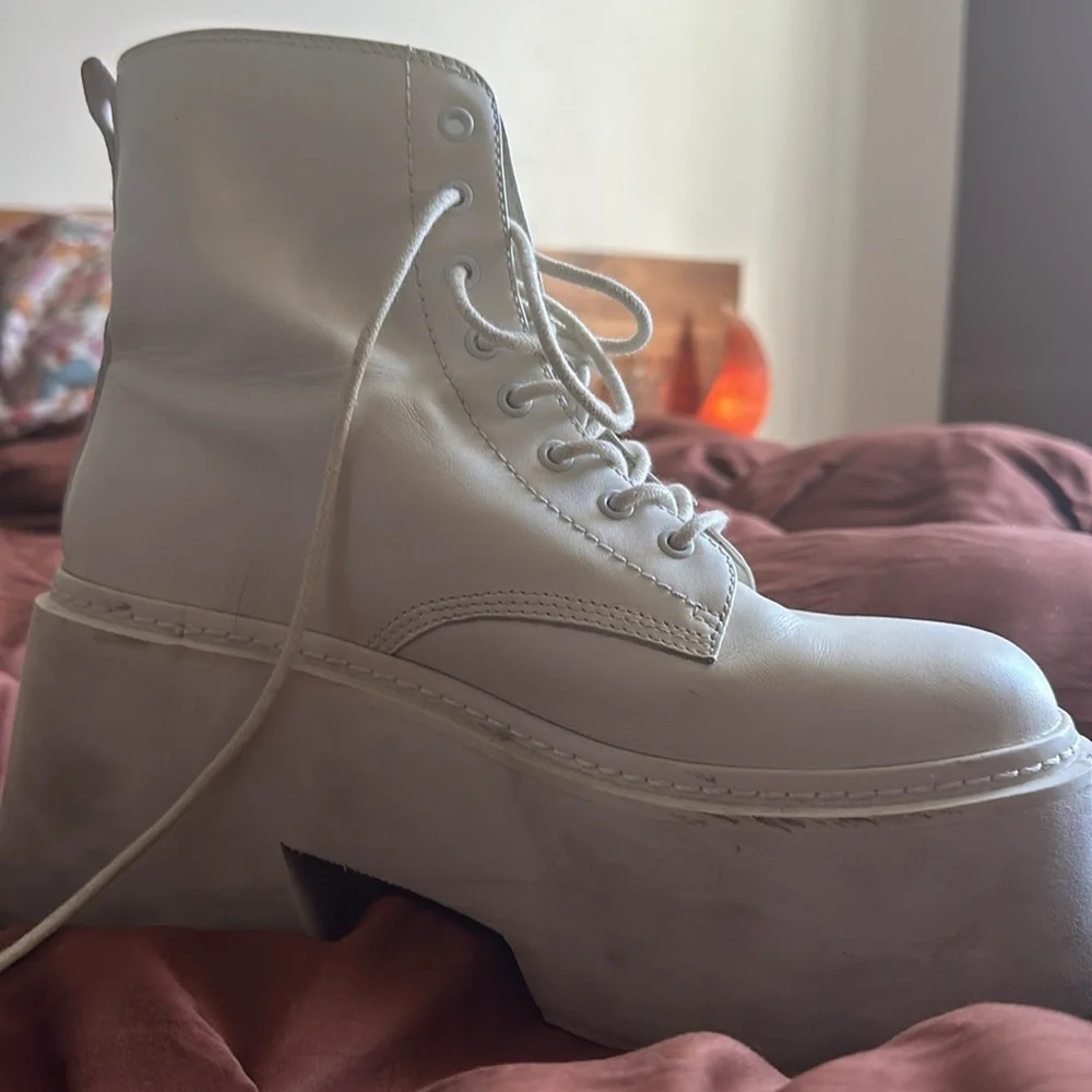Naked Wolfe White Platform Lace-Up Boots